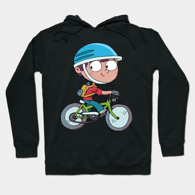 boy with bicycle Hoodie by duxpavlic